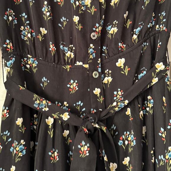 FRNCH PARIS Ditsy Floral Print Button Front Midi Shirt Dress Removable Belt S - Picture 4 of 7